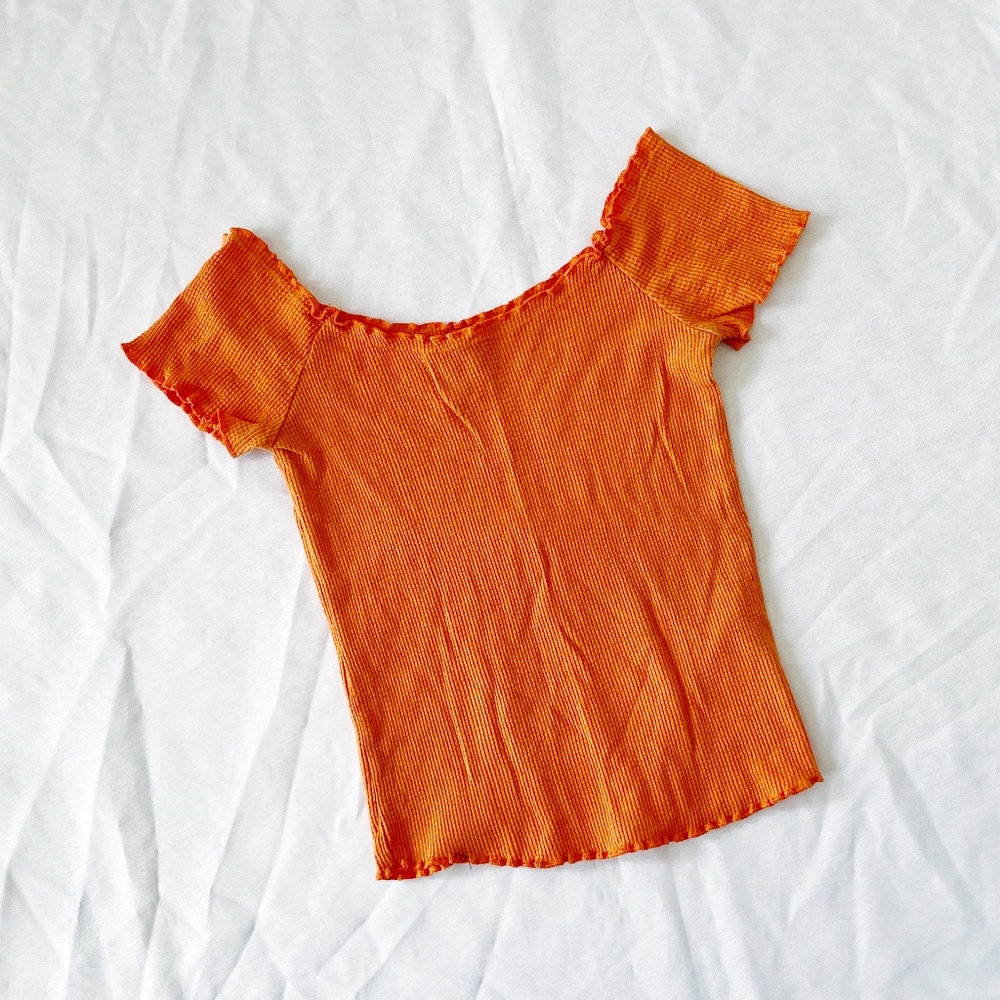 topshop orange knit off the shoulder top - Picture 1 of 5